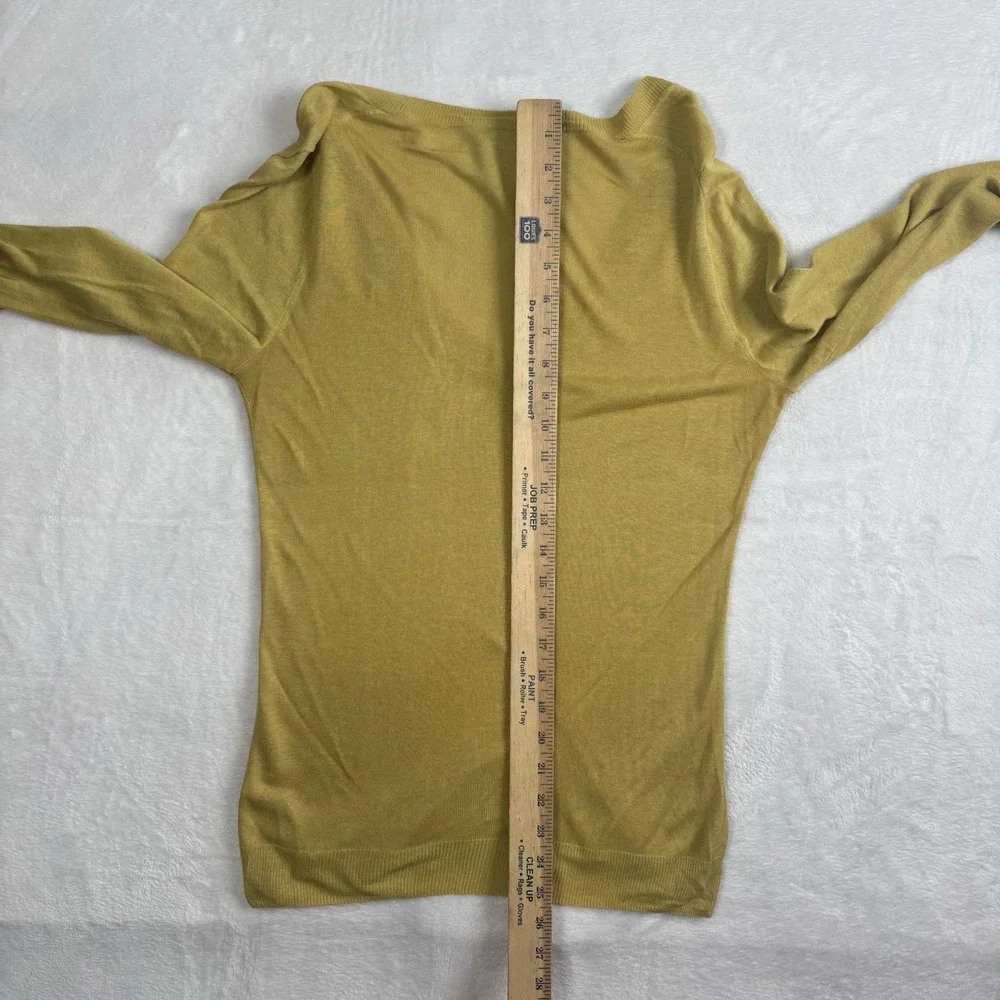 Y2K J.Crew Yellow Long Sleeve V-Neck Silk Blouse Women's Size Medium‎ Hole